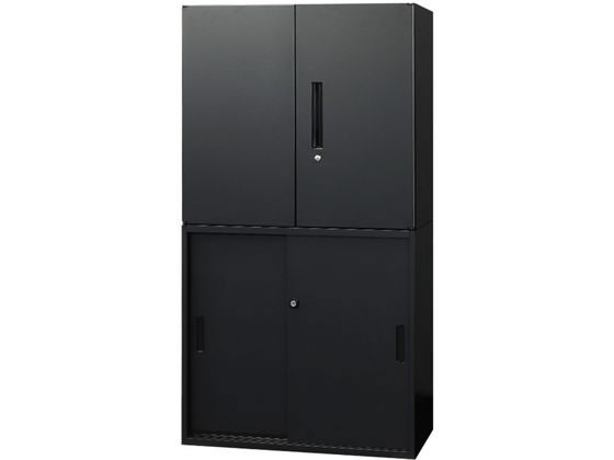 ●品番：EA-8040-2R2H2BK●カラー：ブラック●サイズ：両開き書庫／幅８００×奥行４００×高さ７５０ｍｍ 引戸書庫／幅８００×奥行４００×高さ７５０ｍｍ●重量：両開き書庫／２３．４ｋｇ 引戸