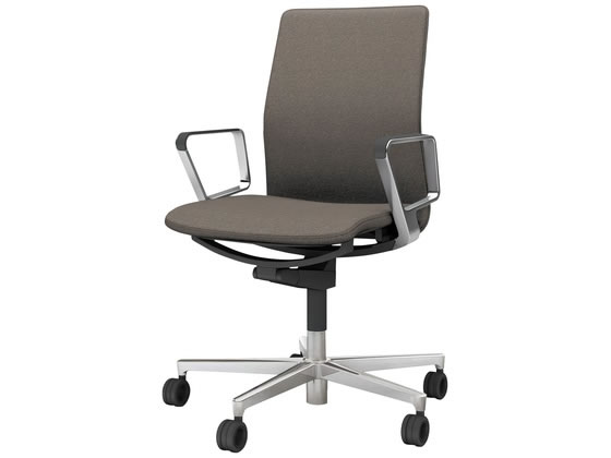 ●品番：Ｃ０１−Ｐ１６１ＣＵ−ＢＭ６Ｍ６３●カラー／［本体］ブラック［張地］ダークグレージュ●外寸法／幅６８０×奥行５７０×高さ９０５〜９９５ｍｍ●座面寸法／幅４８０×奥行４５０ｍｍ●肘内間／幅４９０
