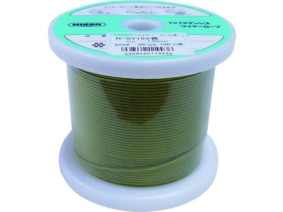 ●型番：TSY12V-YL●ロープ径（mm）：0．81（1．2） ●色：黄色 ●長さ（m）：100 ●使用荷重（kg）：20．0 ●破断荷重（kg）：54．0 ●ワイヤ構成：7×7●7×7縒り●ステン