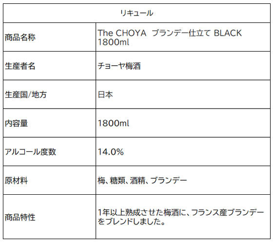 チョーヤ梅酒 The CHOYA ブランデー仕立て ブラック 1800mL 通販