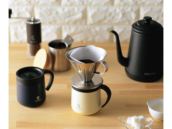 カクセー CC-19 ココカフェ蓋付き真空二重マグカップ300ml ネイビー