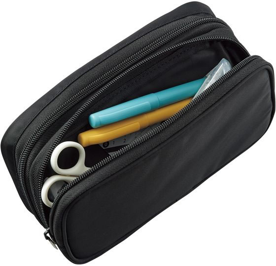 リヒトラブ XCOA スプレッドダブルペンケース ジェットブラック