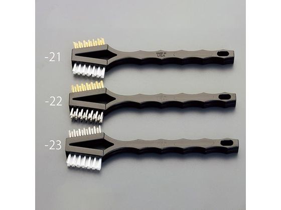 ●ブラシ材質：ステンレス／真鍮●ブラシサイズ：８×３５ｍｍ●全長：１８４ｍｍ●線径：０．１５／０．１５ｍｍ●毛丈：１１ｍｍ●行：３●プラスチックハンドル●両面ヘッドの材質が異なるダブルヘッドブラシ