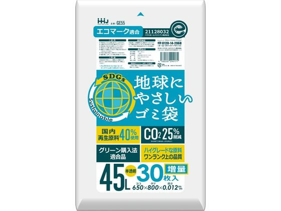 ●商品サイズ：横６５０×縦８００×厚み０．０１２ｍｍ●入数：３０枚●材質：ＨＤＰＥ（再生原料４０％使用）●容量：４５Ｌ●生産国：タイ●グリーン購入法適合