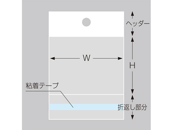 ●サイズ：幅（Ｗ）３０ｍｍ×高さ（Ｈ）２５０ｍｍ、折返し−３０ｍｍ、ヘッダー−３０ｍｍ●材質：本体／ＯＰＰフィルム、糊／アクリル性●厚さ：０．０３ｍｍ●注文単位：１冊（１００枚）