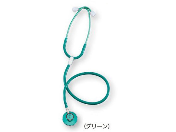 ●材質：振動板／ガラスエポキシ、バイノーラル（耳管）／アルミ●全長：770mm●重量（g）：90●色：グリーン●付属品：ネームタグ●型番：No．120●一般医療機器クラス1●医療機器承認番号：10BZ