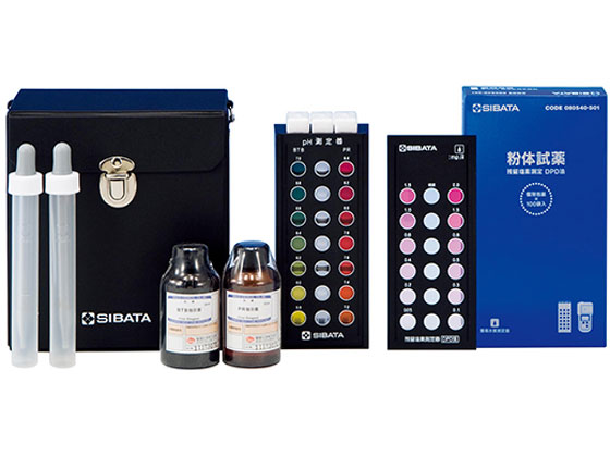 ●入数：１セット●高さＨ（ｍｍ）：１５６●幅Ｗ（ｍｍ）：６７●奥行Ｄ（ｍｍ）：３７●製品構成：水のｐＨ簡易測定器本体 １式（角形試験管３本、ねじ口滴びん２本付）、残留塩素測定器ＤＰＤ法用樹脂比色板１枚
