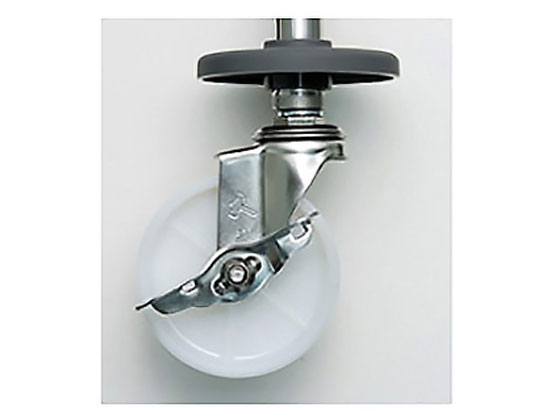 ●車輪径：１００ｍｍ●取付高：１２６ｍｍ●材質：白ナイロン車 ストッパー付●ステンレス金具●許容荷重：５０ｋｇ●ねじ径：ＵＮＦ１／２×２０山●製造国：日本●生産国：日本