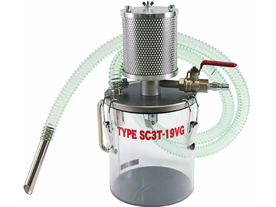 ●高粘度タイプ●サイズ（ｍｍ）：φ１６０×３４０●重量（ｋｇ）：１．７●供給エア圧力：０．５ＭＰａ（５ｋｇ／ｃｍ２）以上●圧縮エアー取付口：１／４ボールバルプ＋エアカプラ２０ＰＭタイプ●タンク容量：３