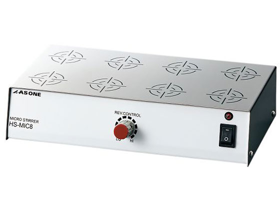 ●撹拌容量（ｍＬ）：１００×８●サイズ（ｍｍ）：２４０×１２８×６０●回転数：３００〜１５００ｒｐｍ●モーター：ＤＣブラシモーター（交換可）●マグネット：ネオジム磁石（０．４１Ｔ）●天板材質：ＳＵＳ３