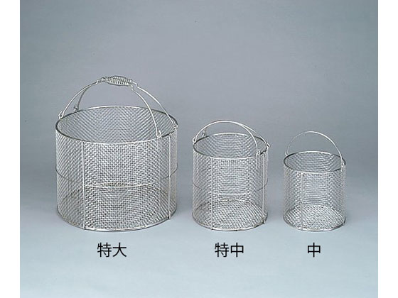 ●ＳＳ４３０丸カゴ●材質：ステンレス（ＳＵＳ３０４）●網目：５．５ｍｍ●外枠線径：φ２．２ｍｍ●網線径：φ０．９５ｍｍ●型番：特大●サイズ（ｍｍ）：φ４００×３００●持ち手数：２●タイプ：丸型●※取手