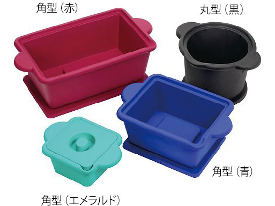 アズワン アイスバケツ(フタ・ハンドル付)角型(青)4L 通販