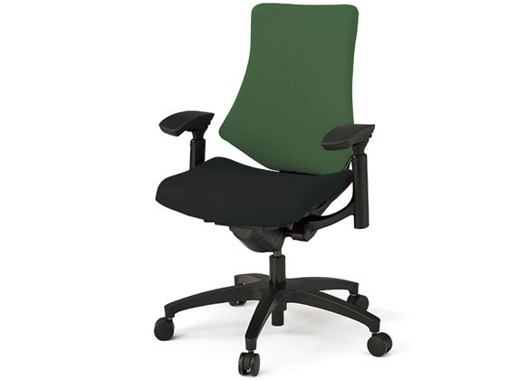 イトーキ　エフチェア イトーキ エフチェア 布張 ハイバック 可動肘 本体黒背アイビー