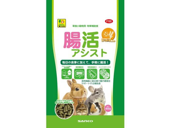 ●内容量：４００ｇ●牧草ペレット●セミハード●原材料：チモシー アルファルファ 大麦 スーパー大麦 タンポポ 納豆菌●保証成分：粗タンパク質１６．０％以上、粗脂肪３．０％以上、粗繊維１４．０％以下、粗