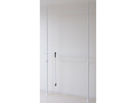 ●色：ホワイト●本体サイズ：幅９０〜１６０×奥行１０×高さ１９０〜２６０ｃｍ●本体重量：３．８ｋｇ●材質：スチール（粉体塗装）、ポリプロピレン、ＡＢＳ樹脂●収納目安：シャツ約９０着（１段あたり約４５着