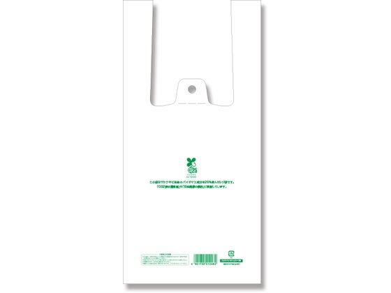●素材：ＨＤＰＥ＋バイオマス２５％乳白原反●１袋サイズ：厚０．０１２×幅１５０／全体幅２４０×高３１０ｍｍ（マチ：９０ｍｍ）●１袋重量（ｇ）：１．４４２●乳白色●東日本６号／西日本２５号に準じた規格と