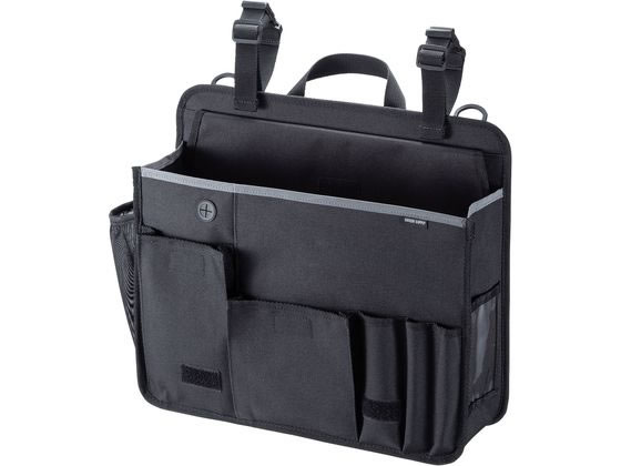 ●設置方法：角型・円柱型支柱に取付●耐荷重：７ｋｇ●取り付け可能幅：３６０〜６００ｍｍ●サイズ：Ｗ３８０×Ｄ１００×Ｈ３３０ｍｍ●メイン収納部内寸：Ｗ３６５×Ｄ１００×Ｈ２６５ｍｍ、ポケット（前面）／