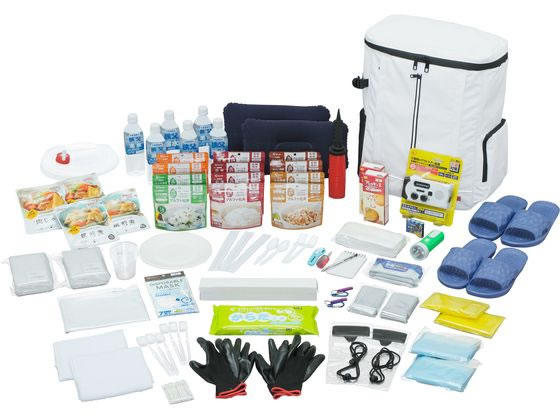 ●製品サイズ（約）：４３０×２００×５２０ｍｍ●製品重量（約）：１０８００ｇ●セット内容：【食品】保存水５００ｍｌ（６本）、アルファ化米 白米１００ｇ（４食）・五目御飯１００ｇ（２食）・わかめ御飯１０