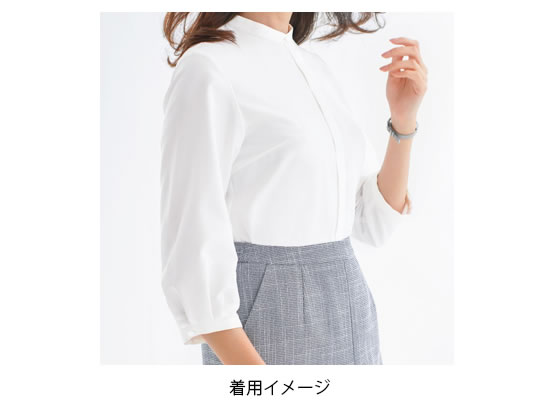 19号 ESB734 七分袖ブラウス 事務服 ホワイト 吸汗速乾 家庭洗濯可 スタンドカラー 春夏 レディース ENJOY 楽天市場】事務服 七分袖ブラウス ESB734 ホワイト スタンド