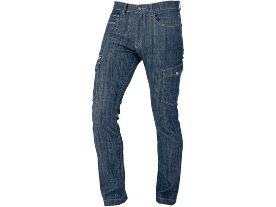 ●ワークウェア（カーゴパンツ）●綿９８％、ポリウレタン２％●色：インディゴブルー●サイズ：Ｍ●サイズ詳細データ：ウエスト８０ｃｍ・股上２４ｃｍ・股下８０ｃｍ・ワタリ２９．５ｃｍ・裾幅１９ｃｍ