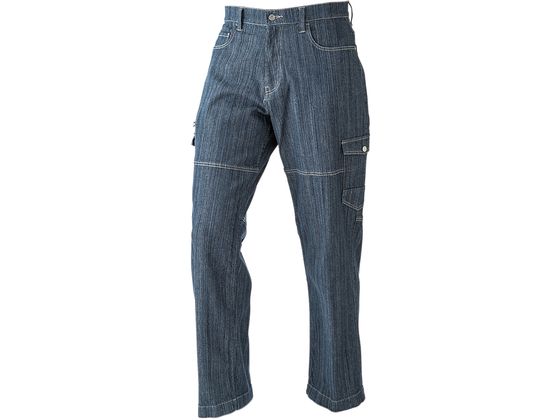 ●ワークウェア（カーゴパンツ）●綿９８％、ポリウレタン２％●色：インディゴブルー●サイズ：４Ｌ●サイズ詳細データ：ウエスト９６ｃｍ・股上３０．５ｃｍ・股下７８ｃｍ・ワタリ４３．５ｃｍ・裾幅２６ｃｍ