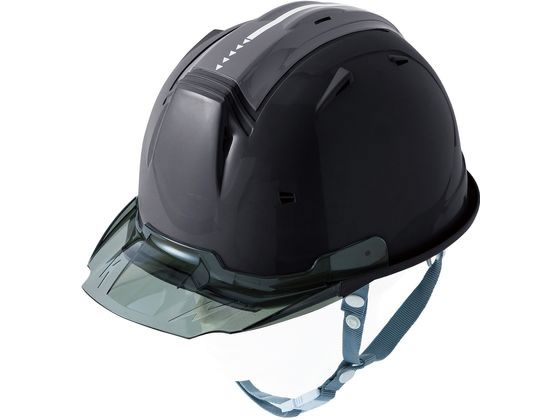 ●安全用品（ヘルメット）●本体：ＡＢＳ樹脂・バイザー：ポリカーボネート・２液ウレタン塗装スプレーガン塗装●色：クロ●サイズ：Ｆ●サイズ詳細データ：Ｄ２９．５ｃｍ×Ｗ２１．９ｃｍ×Ｈ１５．６ｃｍ・内寸Ｄ