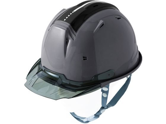 ●安全用品（ヘルメット）●本体：ＡＢＳ樹脂・バイザー：ポリカーボネート・２液ウレタン塗装スプレーガン塗装●色：チャコールグレー●サイズ：Ｆ●サイズ詳細データ：Ｄ２９．５ｃｍ×Ｗ２１．９ｃｍ×Ｈ１５．６