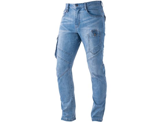 ●ワークウェア（カーゴパンツ）●綿９３％、ポリエステル５％、ポリウレタン２％●色：ライトブルー●サイズ：６Ｌ●サイズ詳細データ：ウエスト１０４ｃｍ・ヒップ１２５ｃｍ・股上３２ｃｍ・股下７８ｃｍ●サイズ