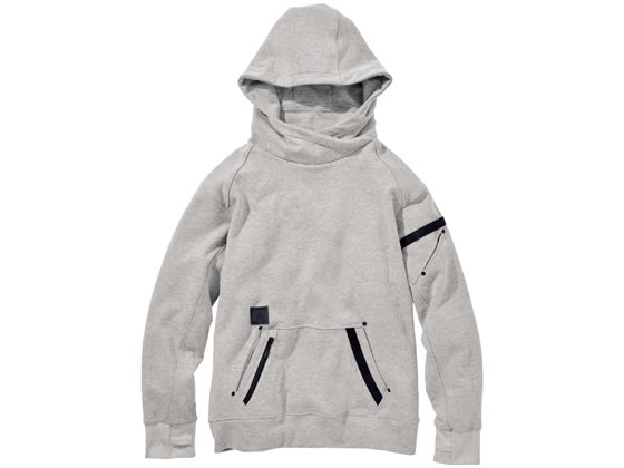 ●綿８５％／ポリエステル１５％●ポケット＋ナイロンテープ：ポケットのすぐ側にナイロンテープを配することで、収納力ＵＰ＋多用途に。道具袋に余裕がない場合にも、軽装で済む場合にも、このパーカーの収納力は小