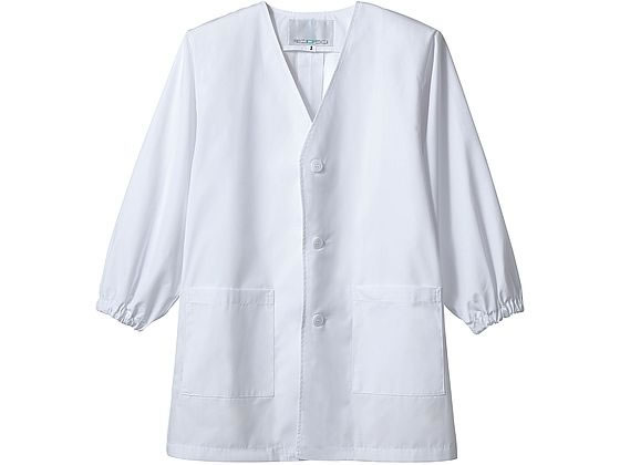 ●素材：抗ウイルス加工ポプリン（ポリエステル６５％・綿３５％）●制菌加工●抗ウイルス加工●男女兼用●長袖ゴム入●バックプリーツ●色：白●サイズ：１号