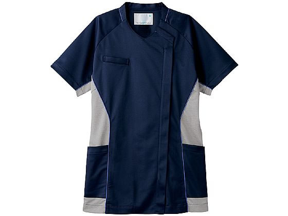 住商モンブラン スクラブ レディス 半袖 ネイビー／グレー S MS356-90